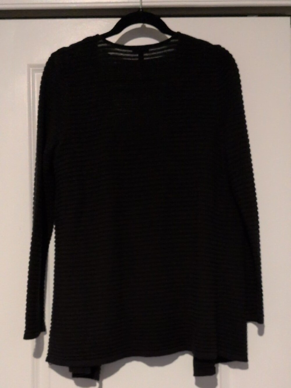 Talbots Black Ribbed Open-Front Cardigan - Picture 3 of 3